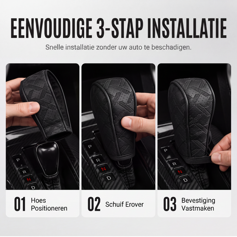 🚗 50% KORTING! 🧵 Versnellingspookhoes – Van geperforeerd PU-leer, met drielaagse bescherming & universele pasvorm – Stijl en comfort voor het interieur van je auto 🛡️
