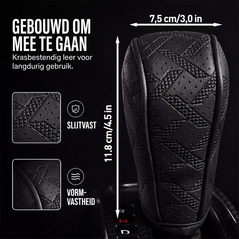 🚗 50% KORTING! 🧵 Versnellingspookhoes – Van geperforeerd PU-leer, met drielaagse bescherming & universele pasvorm – Stijl en comfort voor het interieur van je auto 🛡️