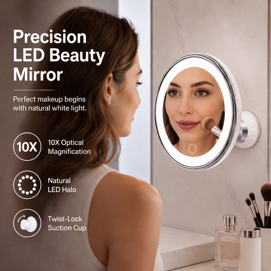 10x Vergrotende Make-up Spiegel met LED-verlichting en Zuignap