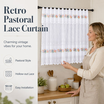 ✨ Kanten Keukengordijn – Retro Opengewerkt Design | Kort Raamgordijn voor Keuken & Kleine Ramen | NU IN DE SALE