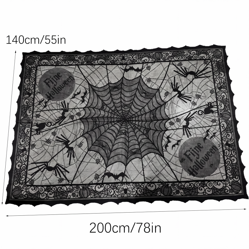 Tafelkleed en placemat set met griezelige Halloween-patronen