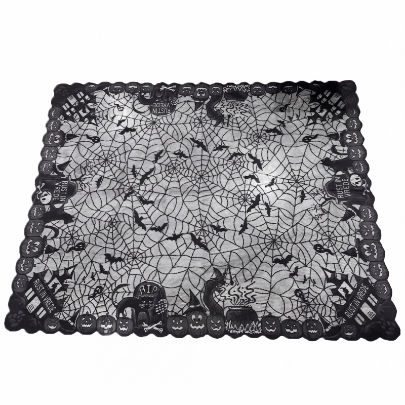 Tafelkleed en placemat set met griezelige Halloween-patronen