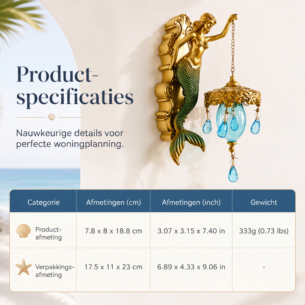 Vintage Zeemeermin Wandlamp