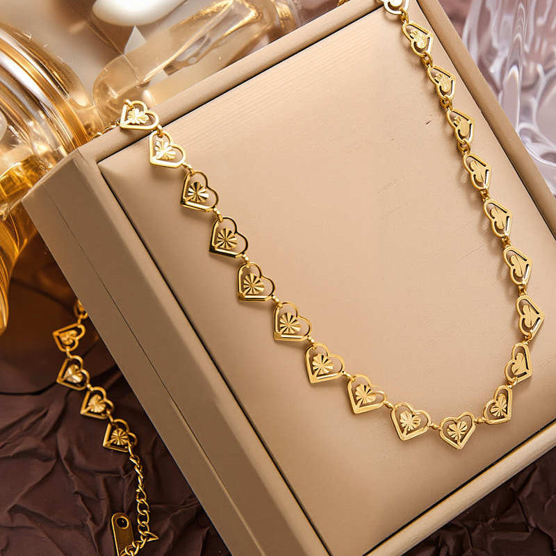 🎉 BEPERKTE TIJD 50% KORTING! 💛 Stralende Hart Ketting – Gepolijst Opengewerkt Hart Schakel, Lichtgewicht & Vrouwelijke Charme voor Dagelijks Dragen ✨