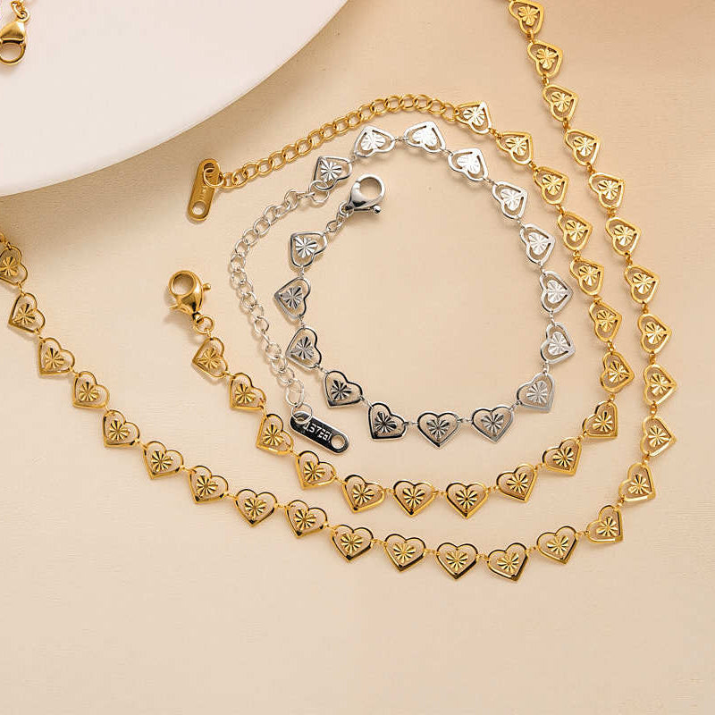 🎉 BEPERKTE TIJD 50% KORTING! 💛 Stralende Hart Ketting – Gepolijst Opengewerkt Hart Schakel, Lichtgewicht & Vrouwelijke Charme voor Dagelijks Dragen ✨