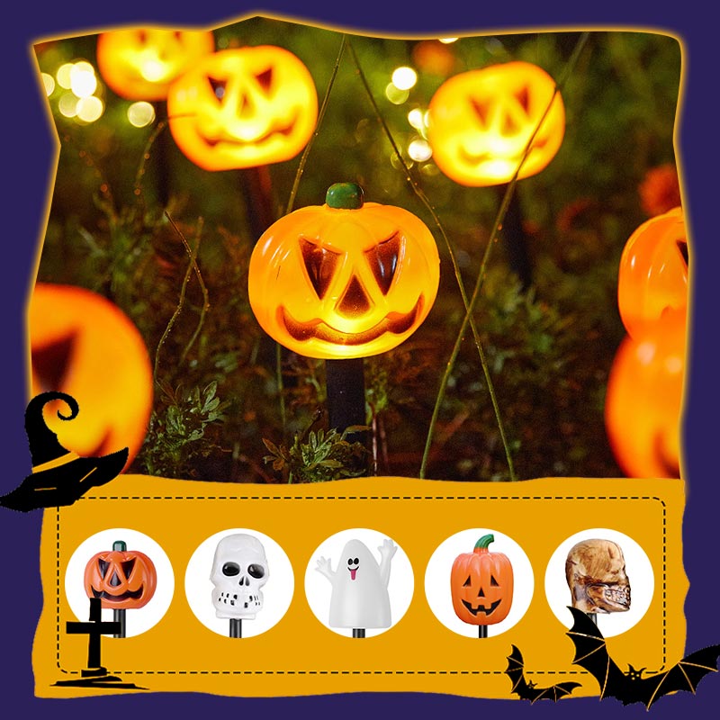 Halloween pompoen tuinpaal zonne-energie lamp