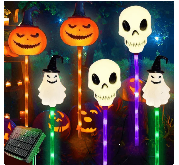 Halloween pompoen tuinpaal zonne-energie lamp