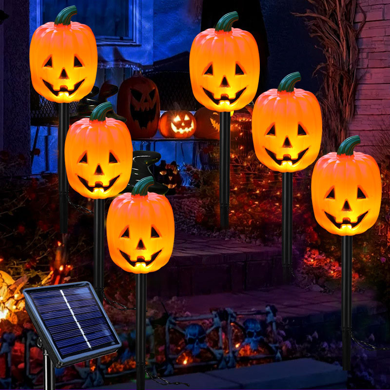 Halloween pompoen tuinpaal zonne-energie lamp