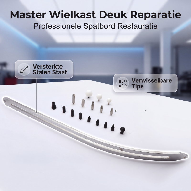 Reparatieset met schuifstang voor carrosserieplooien en wielkasten