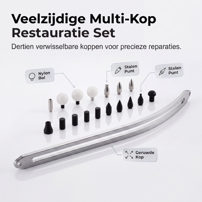 Reparatieset met schuifstang voor carrosserieplooien en wielkasten