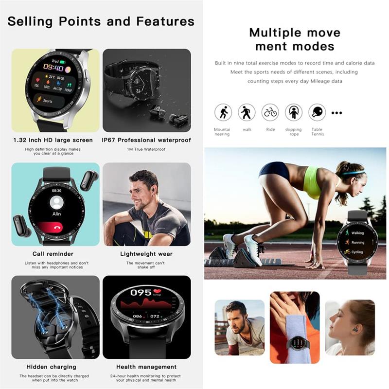 X7 2 in 1 SmartWatch met Bluetooth koptelefoon