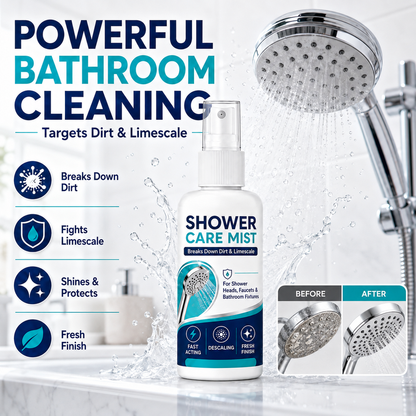 🚿Nooit meer een verstopte douchekop! Deze ontkalkerspray lost kalk en mineralen in seconden op – spuiten, inwerken, afvegen. Je douche glanst weer als nieuw!