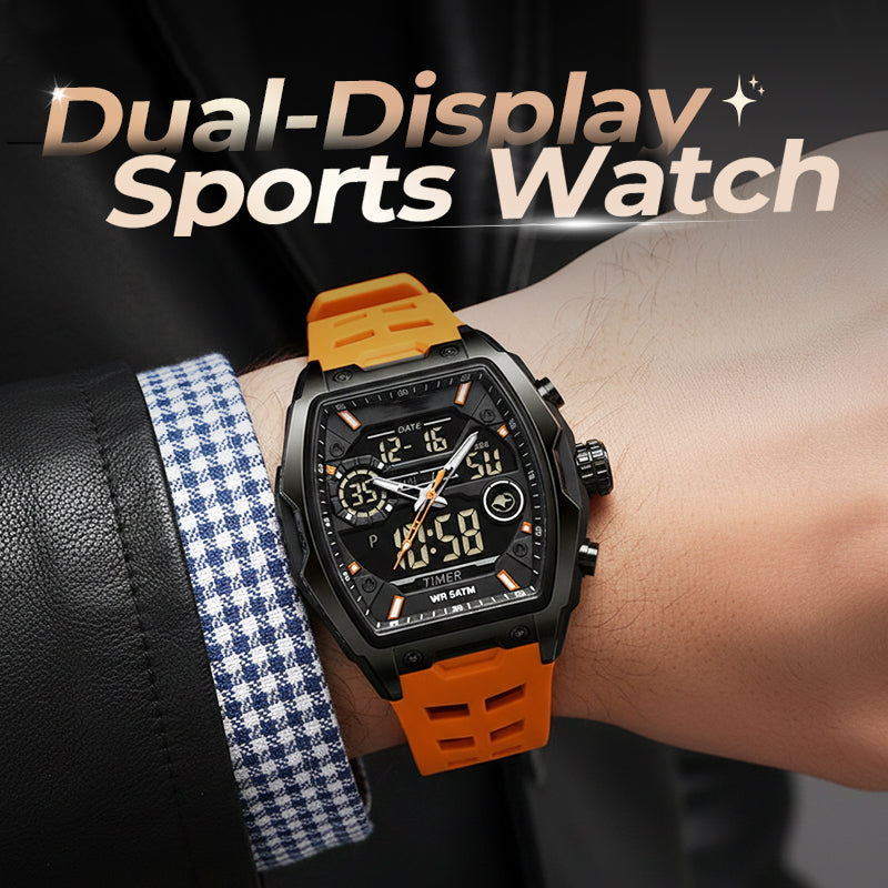 ⌚ Heren Dubbele Display Sportwatch – Analoog-Digitale Horloge Met Verlichte Wijzerplaat