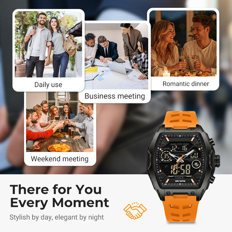⌚ Heren Dubbele Display Sportwatch – Analoog-Digitale Horloge Met Verlichte Wijzerplaat