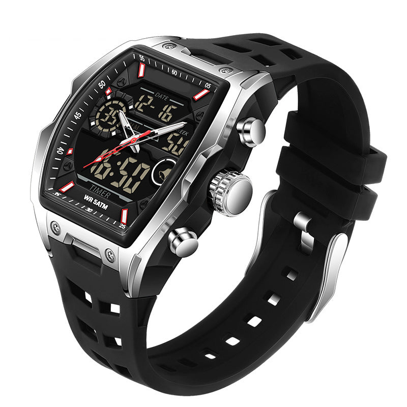 ⌚ Heren Dubbele Display Sportwatch – Analoog-Digitale Horloge Met Verlichte Wijzerplaat