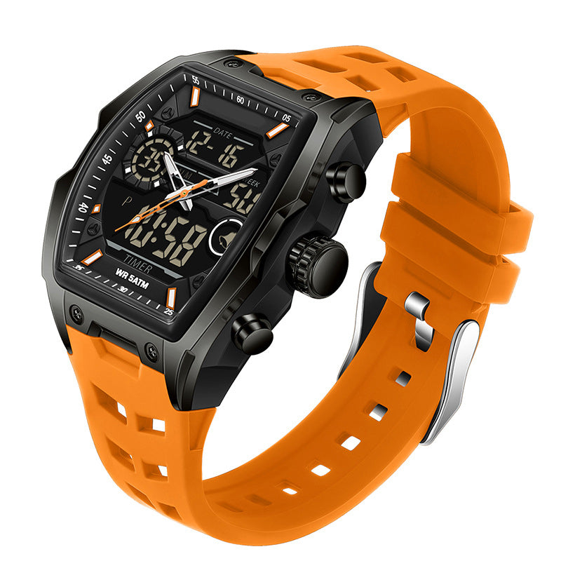 ⌚ Heren Dubbele Display Sportwatch – Analoog-Digitale Horloge Met Verlichte Wijzerplaat