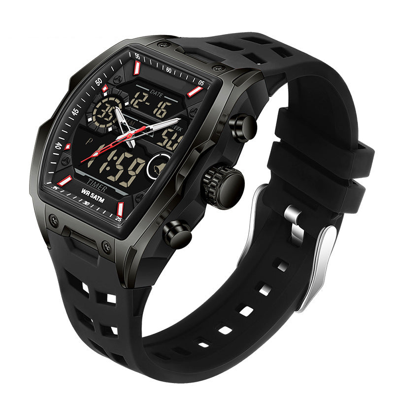 ⌚ Heren Dubbele Display Sportwatch – Analoog-Digitale Horloge Met Verlichte Wijzerplaat