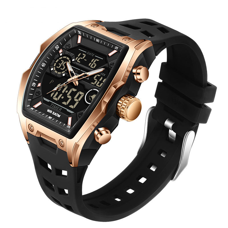 ⌚ Heren Dubbele Display Sportwatch – Analoog-Digitale Horloge Met Verlichte Wijzerplaat