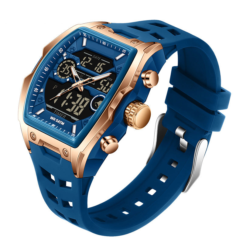 ⌚ Heren Dubbele Display Sportwatch – Analoog-Digitale Horloge Met Verlichte Wijzerplaat