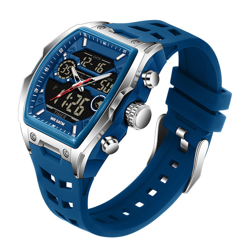 ⌚ Heren Dubbele Display Sportwatch – Analoog-Digitale Horloge Met Verlichte Wijzerplaat