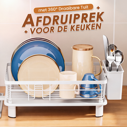 Keukenafdruiprek met 360° draaibare schenktuit
