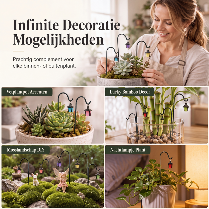 Lichtgevende retro lantaarn voor in planten