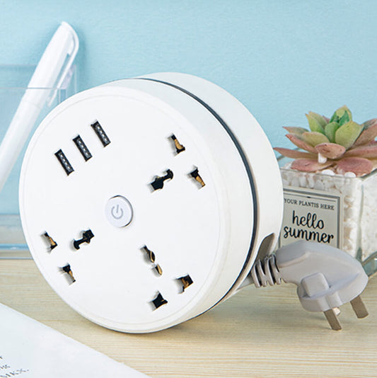 🔌 Universele Kabeloproller Stekkerdoos — 3 AC-stopcontacten + 3 USB, 2500W, Overspanningsbeveiliging, Compatibel met UK/EU/US, Draagbaar ✨