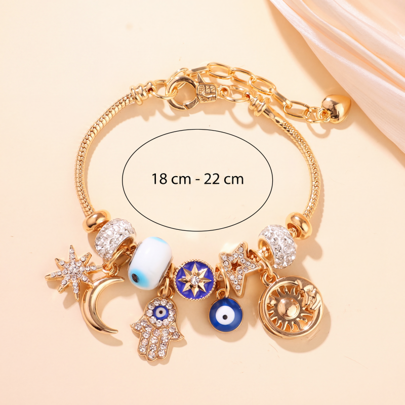 Hemelse bedelarmband met zon en maan