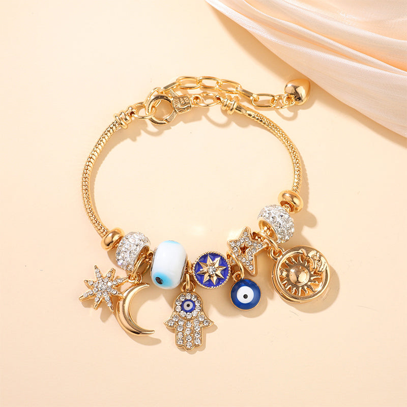 Hemelse bedelarmband met zon en maan
