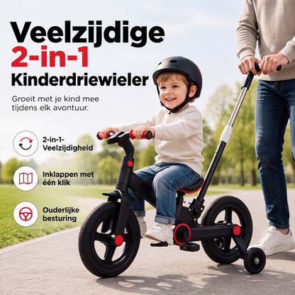 4-in-1 omvormbare kinderfiets, loopfiets en kinderwagen