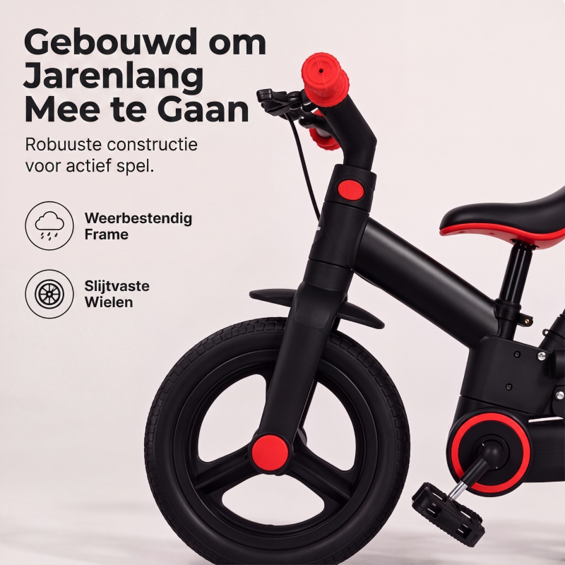 4-in-1 omvormbare kinderfiets, loopfiets en kinderwagen