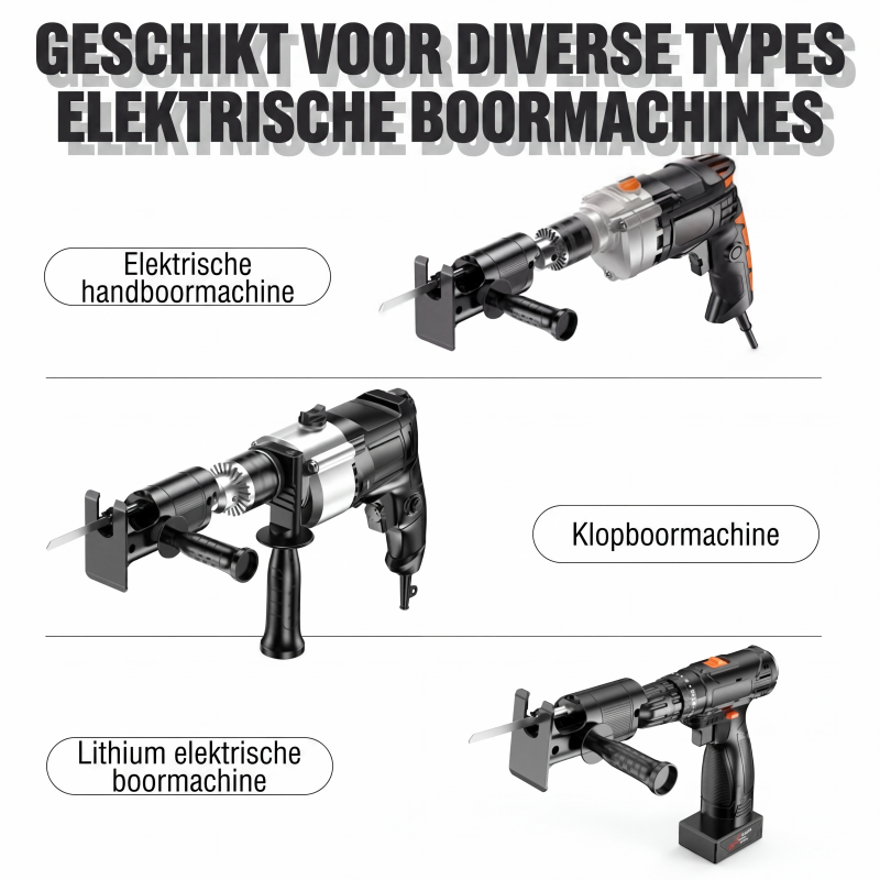 🔧 Multifunctioneel Reciprozaagadapter – Verandert je boormachine in een snijgereedschap – Voor hout, metaal en kunststof 🛠️
