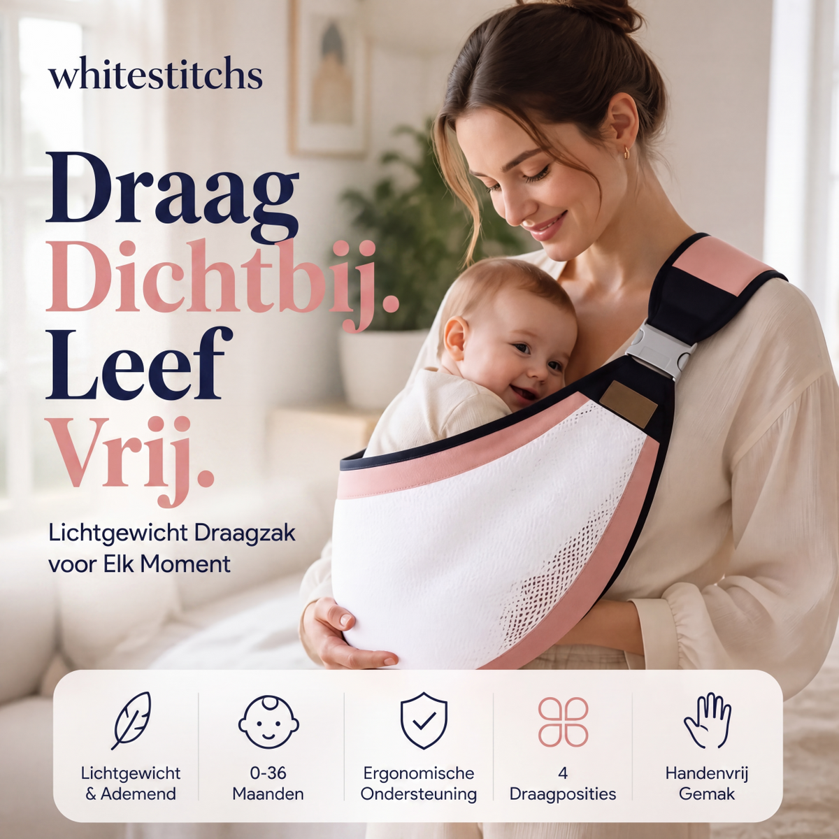 Lichtgewicht Babydrager – Ergonomisch & Ademend – 0-36 Maanden
