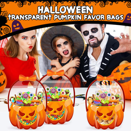 🎃 Herbruikbare Halloween Pompoenzakjes – Stevige & Doorzichtige Cadeautasjes voor Snoep, Goodies & Feestartikelen 🕷️🍬