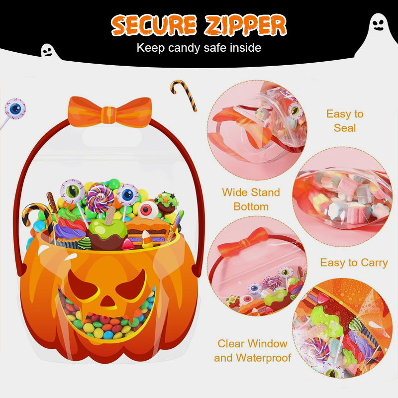 🎃 Herbruikbare Halloween Pompoenzakjes – Stevige & Doorzichtige Cadeautasjes voor Snoep, Goodies & Feestartikelen 🕷️🍬
