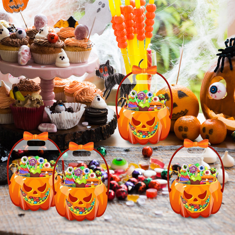 🎃 Herbruikbare Halloween Pompoenzakjes – Stevige & Doorzichtige Cadeautasjes voor Snoep, Goodies & Feestartikelen 🕷️🍬