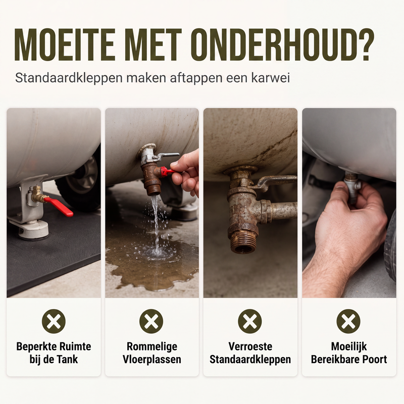 Universele aftapklevenset voor luchtcompressoren