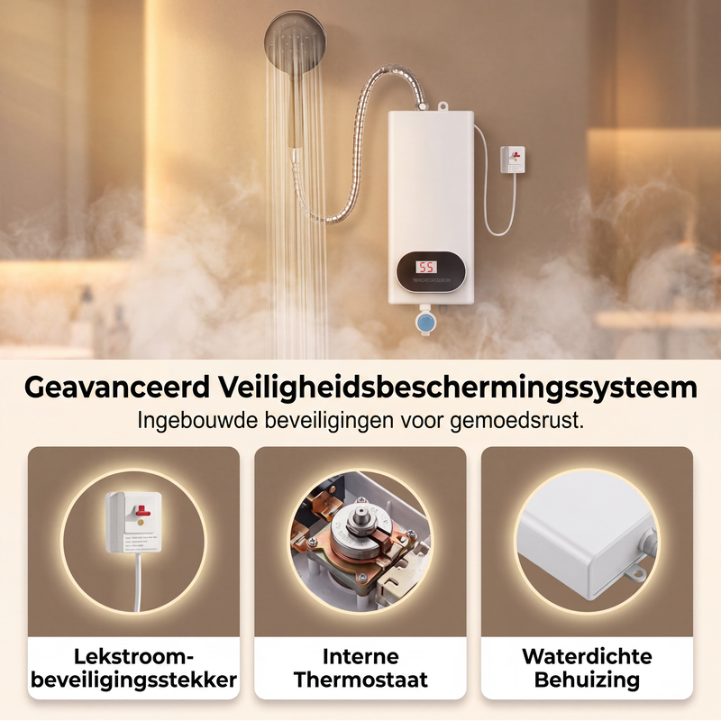 Compacte en veilige instant elektrische waterverwarmer