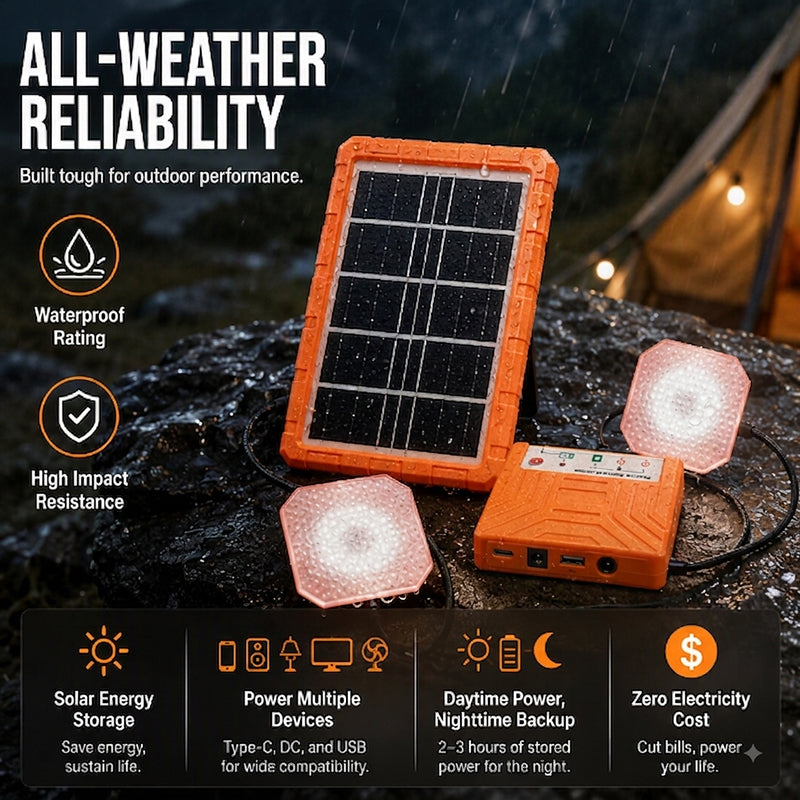 🔥 50% KORTING! ☀️ Draagbaar Zonne-Energiesysteem met LED Lampen | Laad Apparaten Overal Zonder Stopcontact 🔋