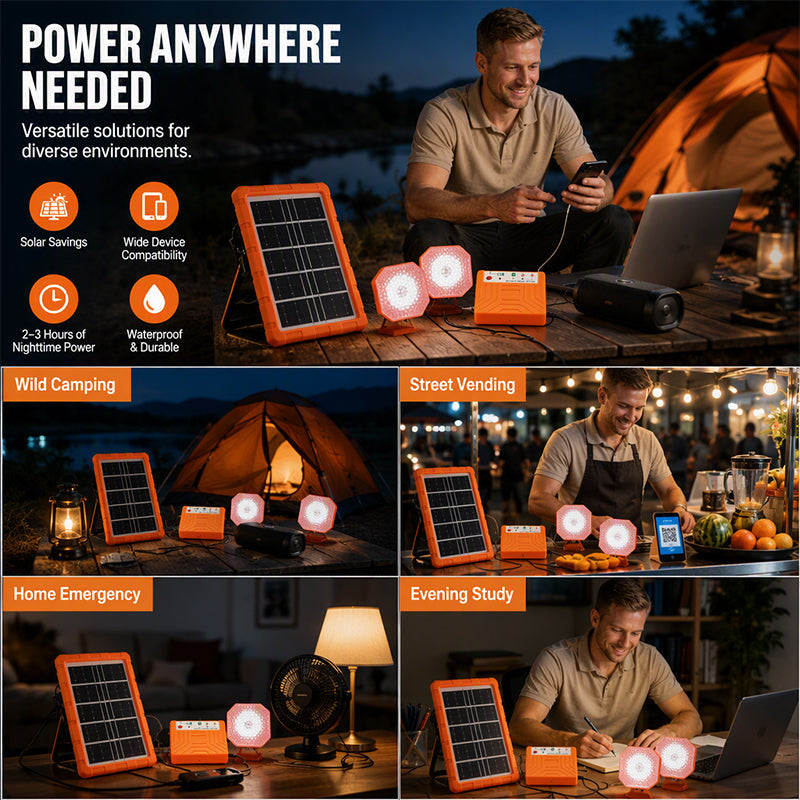 🔥 50% KORTING! ☀️ Draagbaar Zonne-Energiesysteem met LED Lampen | Laad Apparaten Overal Zonder Stopcontact 🔋