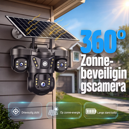 Beveiligingscamera met drievoudige lens op zonne-energie en WiFi