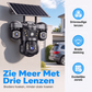 Beveiligingscamera met drievoudige lens op zonne-energie en WiFi