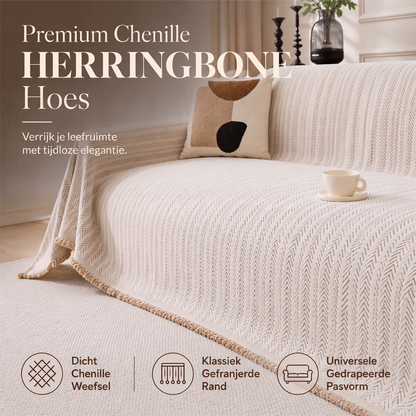Premium chenille visgraat banksprei