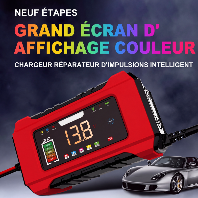 🔋 FLASH-ACTIE: 50% KORTING! ⚡ Slimme Auto Acculader 12V 6A – 9 Stappen & Impulsreparatie – LCD Kleurendisplay voor Loodzuur Accu's 🚗