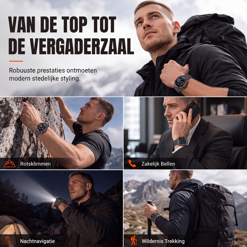 Multifunctionele outdoor smartwatch voor sport en fitness