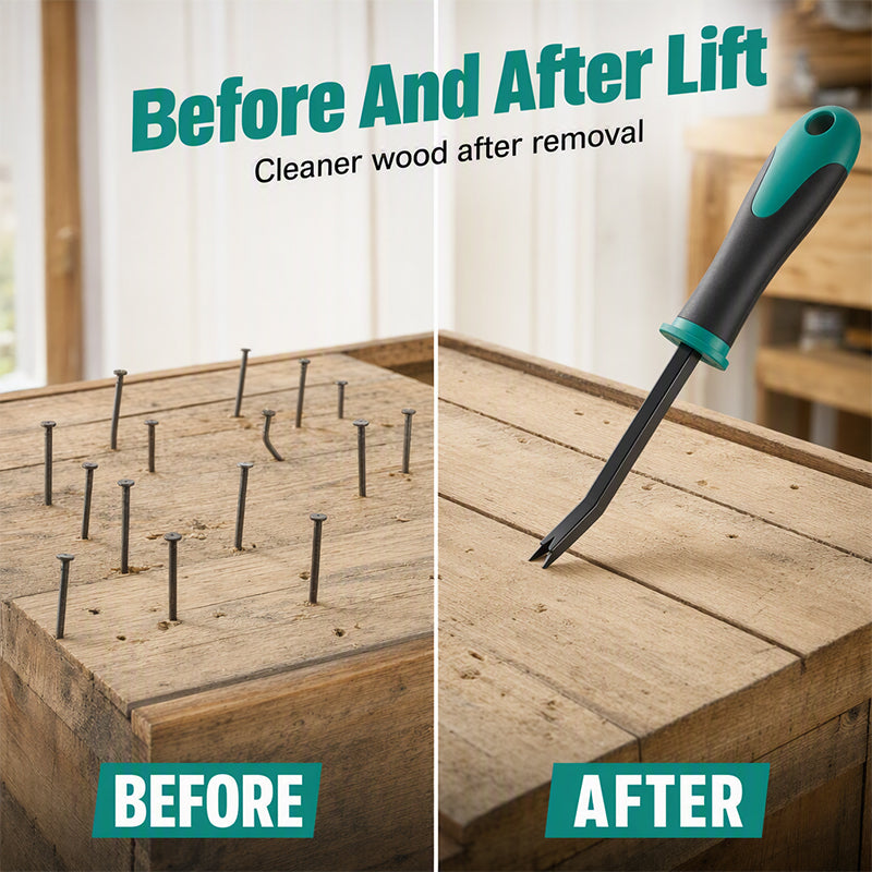 🔨 FLASH AANBIEDING: 50% KORTING! Ergonomische Spijker- & Niettrekker – Koolstofstaal & Schuine Punt – Comfortabele Grip voor Timmerwerk & Renovatie 🛠️