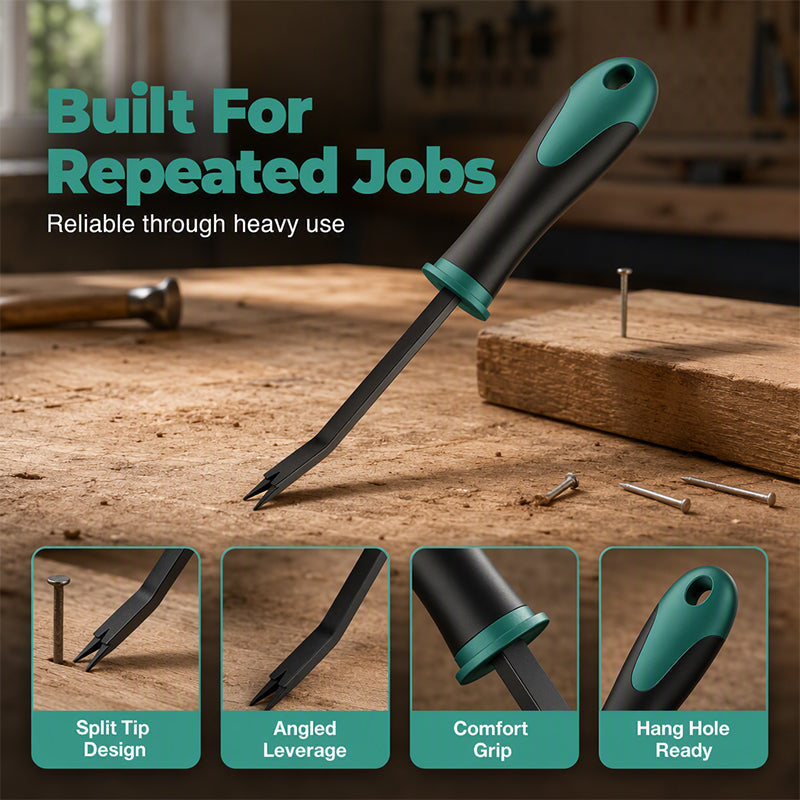 🔨 FLASH AANBIEDING: 50% KORTING! Ergonomische Spijker- & Niettrekker – Koolstofstaal & Schuine Punt – Comfortabele Grip voor Timmerwerk & Renovatie 🛠️