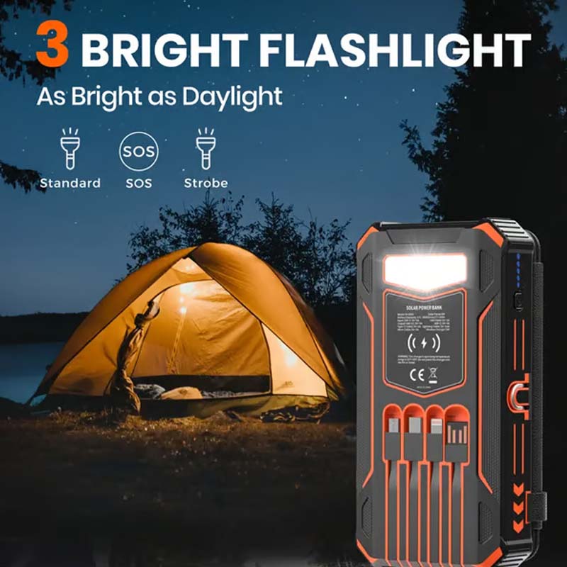 20000mAh zonne-energie powerbank met LED-zaklamp