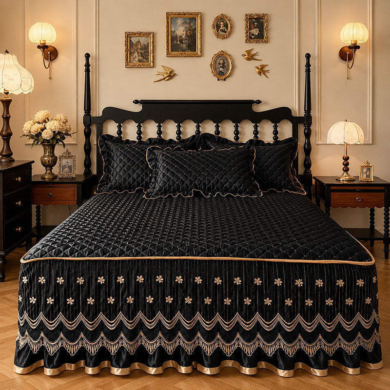 🛏️ FLASH AANBIEDING: 50% KORTING! Gewatteerde Ademende Bedrok – Polyester – 45 cm Val & Elastische Hoekbanden voor Bed & Opbergruimte Onder het Bed – 5 Kleuren 🎨