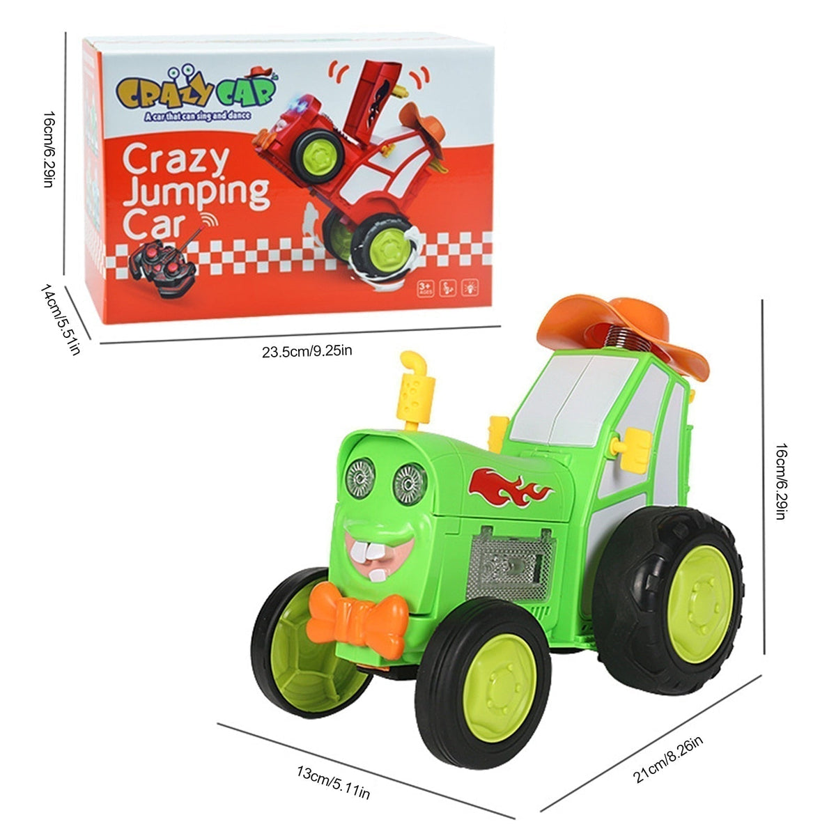 🚗 Gekke Springende RC Auto — 360° Pirouettes, Lichten & Muziek, 800 mAh Batterij, Cadeau Kinderen 6-12 jaar, 4 Kleuren ✨